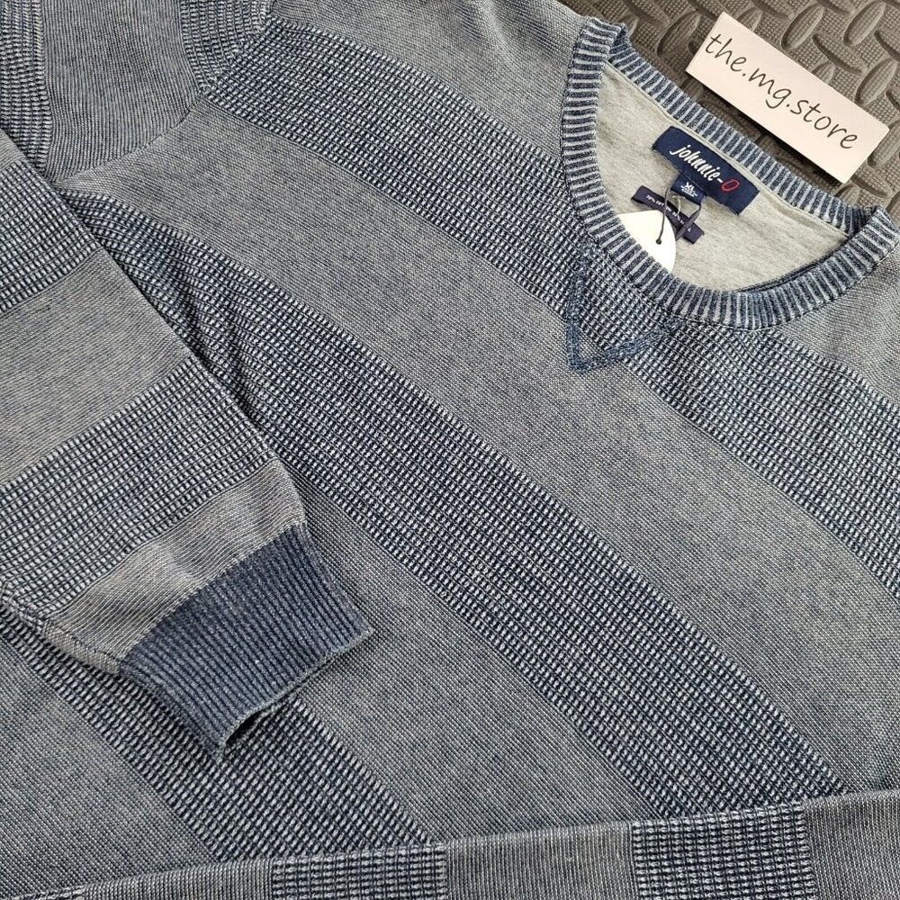 johnnie-O Hester Crewneck Sweater Men XLarge Chambray Outdoor Pullover NWT